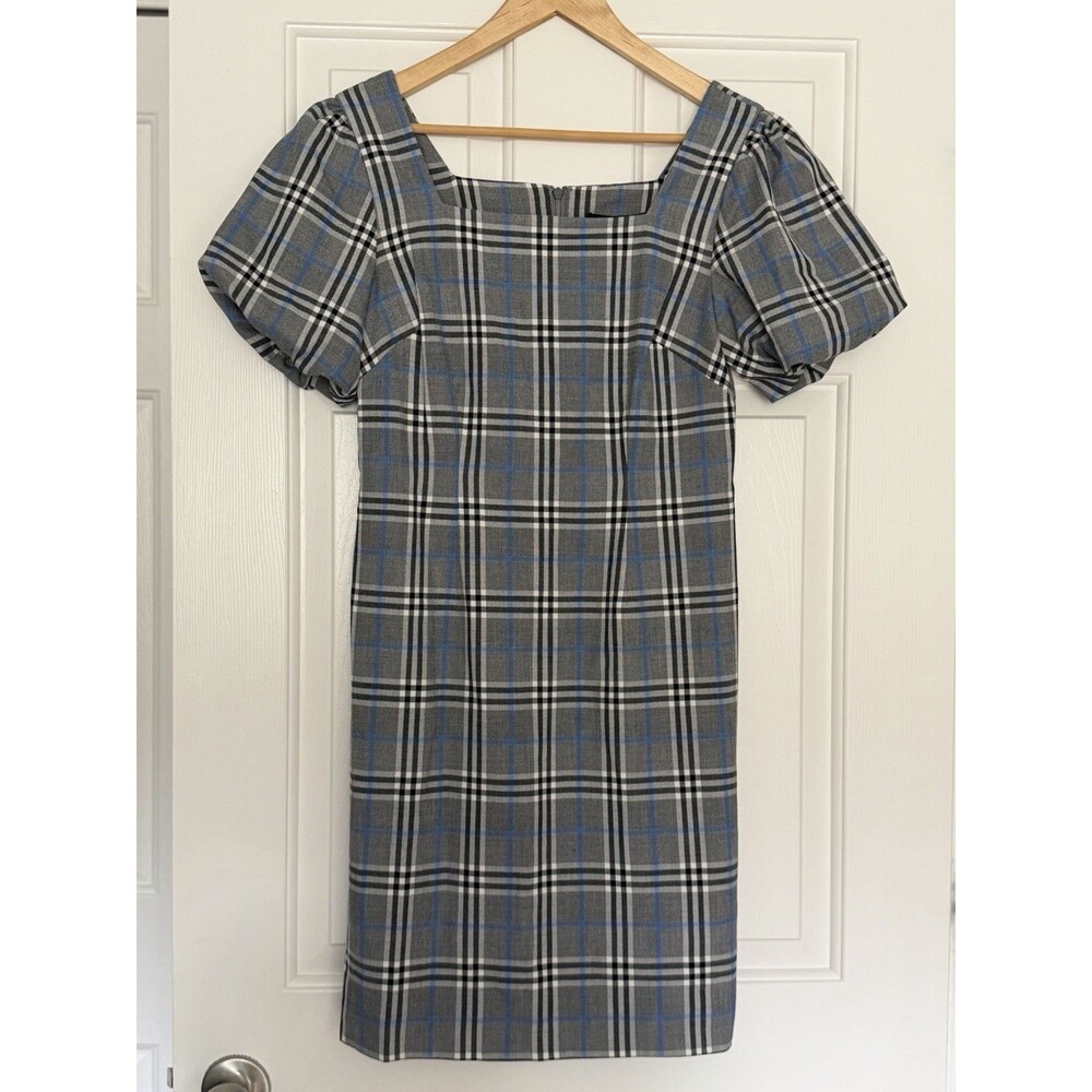 DKNY Puff Sleeve Plaid Dress Size 2 NWT